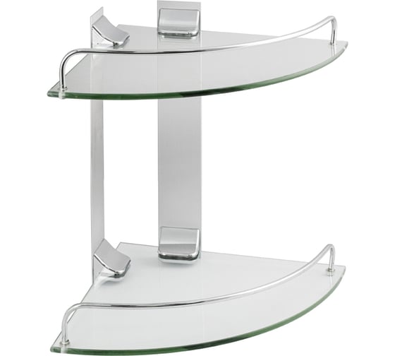 Полка стеклянная угловая, 2-х этажная, стекло толщиной 5 мм Brimix 10102