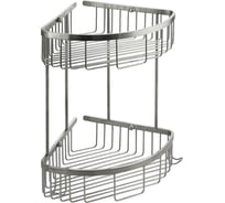 Полочка GFmark 22 см двойная, угловая, овальная, решётка, АНТИВАНДАЛЬНАЯ, из нержавеющей стали марки SUS 304, 80361