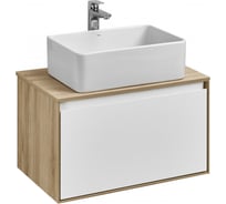 Тумба AQUATON Либерти 70 со столешницей, цвет Дуб Эльвезия/Белый глянец/Столешница Дуб Эльвезия 1A2798V1LYC70