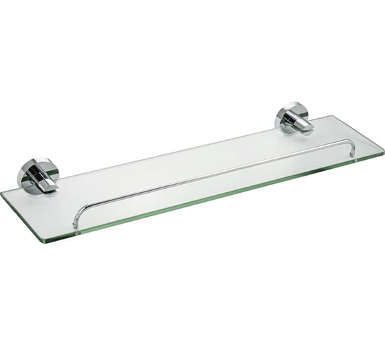 Полка стеклянная GFmark прямая, на круглом основании, цвет хром. 79006