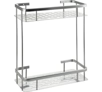 Полочка прямоугольная Санакс двойная, алюминиевая, с литым дном, цвет серый 75067