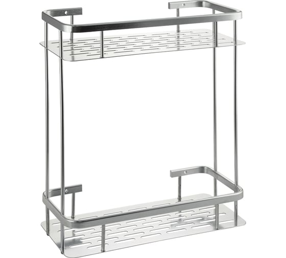 Полочка прямоугольная Санакс двойная, алюминиевая, с литым дном, цвет серый 75067