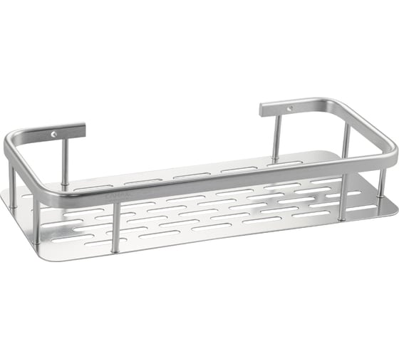 Полочка прямоугольная САНАКС одинарная, алюминиевая, с литым дном, цвет серый 75066