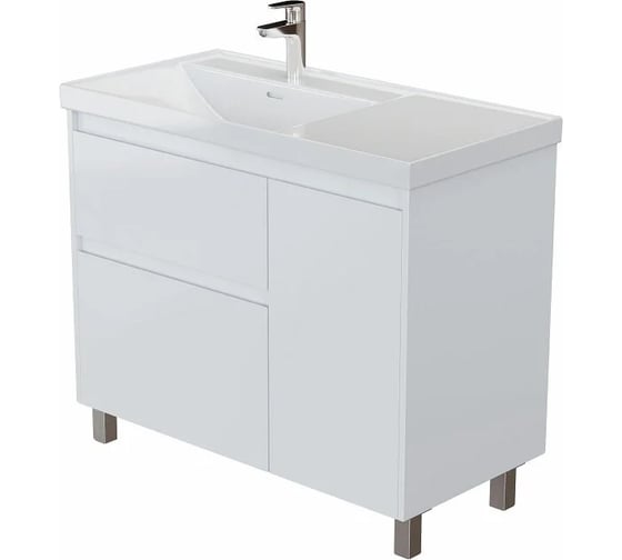 Тумба Aquanet Nova Lite 2.0 90 L напольная цв. белый глянец (346339) 00346339