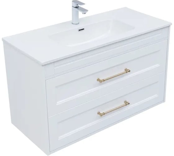 Тумба Aquanet Бостон new 100 цв.белый сатин, ручки золото (347183) 00347183