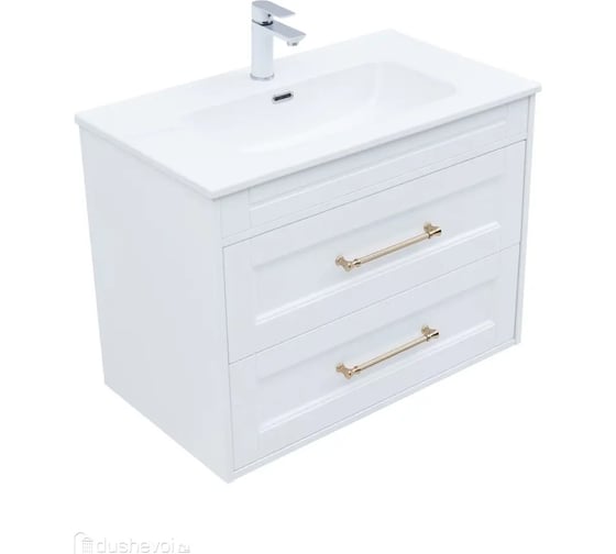 Тумба Aquanet Бостон new 80 цв.белый сатин, ручки золото (347182) 00347182