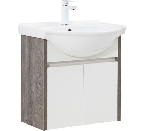 Тумба Aquanet Сидней 60 цв.дуб рошелье/белый (раковина Shenxin) (345122) 00345122