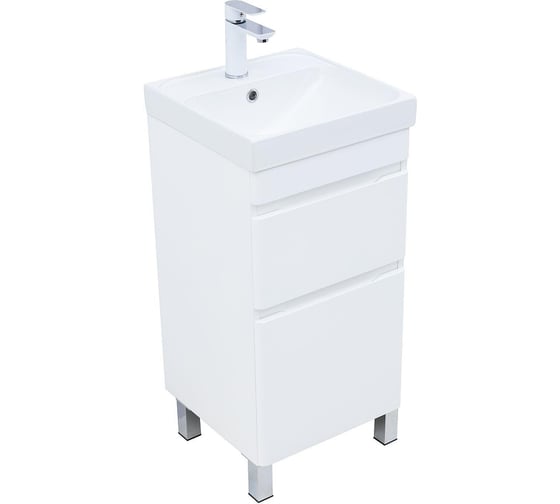 Тумба Aquanet Слим 40 напольная 2 ящ. цв.белый сатин (346040) 00346040