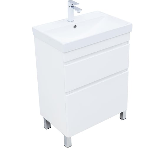 Тумба Aquanet Слим 60 напольная 2 ящ. цв.белый сатин (346042) 00346042