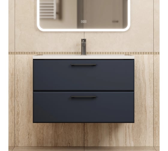 Тумба под раковину для ванной Uperwood Foster New_80 см, подвесная, черная TFosterNEW80b