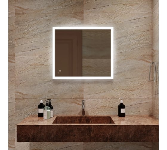 Зеркало MIXLINE Норма ЭКОНОМ 600_700 ШВ сенсорный выкл, светодиодная подсветка, универс.крепеж 558700