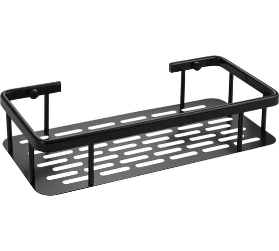 Полочка прямоугольная одинарная алюминиевая САНАКС с литым дном, цвет ЧЁРНЫЙ. 76066