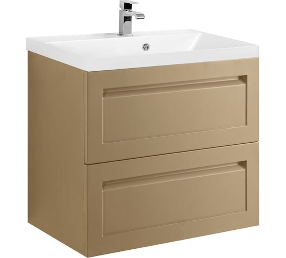 База под раковину подвесная Art&Max PLATINO с двумя выкатными ящиками капучино матовый AM-Platino-580-2C-SO-CM