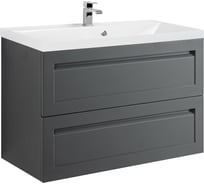 База под раковину подвесная Art&Max PLATINO с двумя выкатными ящиками серый матовый AM-Platino-900-2C-SO-GM