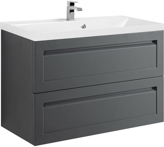 База под раковину подвесная Art&Max PLATINO с двумя выкатными ящиками серый матовый AM-Platino-900-2C-SO-GM