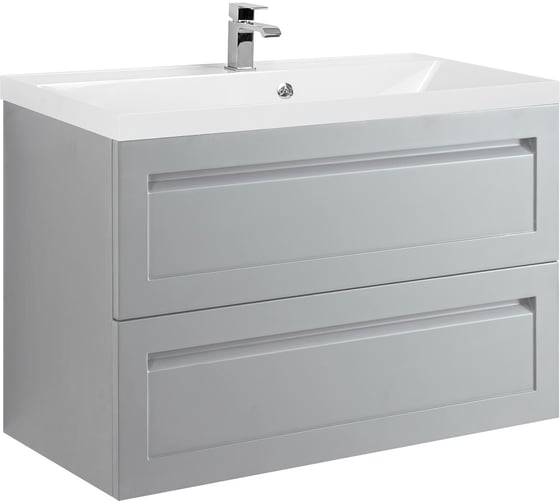 База под раковину подвесная Art&Max PLATINO с двумя выкатными ящиками светло-серый матовый AM-Platino-900-2C-SO-GCM