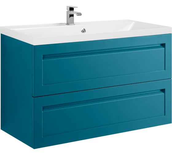 База под раковину подвесная с двумя выкатными ящиками Art&Max PLATINO бирюзовый матовый AM-Platino-1000-2C-SO-TM