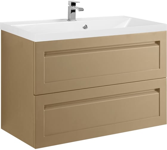 База под раковину подвесная с двумя выкатными ящиками Art&Max PLATINO капучино матовый AM-Platino-900-2C-SO-CM