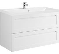 База под раковину подвесная с двумя выкатными ящиками Art&Max PLATINO белый матовый AM-Platino-1000-2C-SO-BM