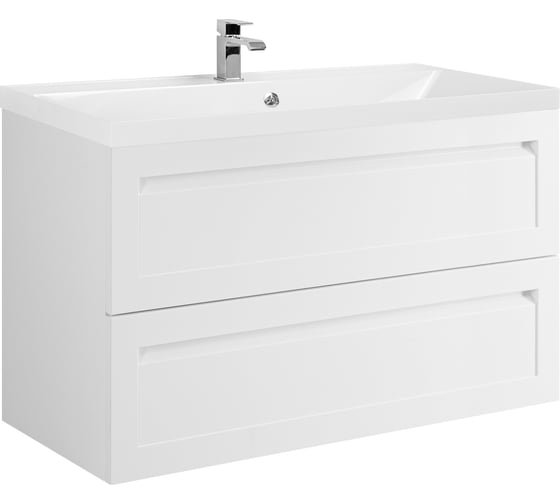 База под раковину подвесная с двумя выкатными ящиками Art&Max PLATINO белый матовый AM-Platino-1000-2C-SO-BM