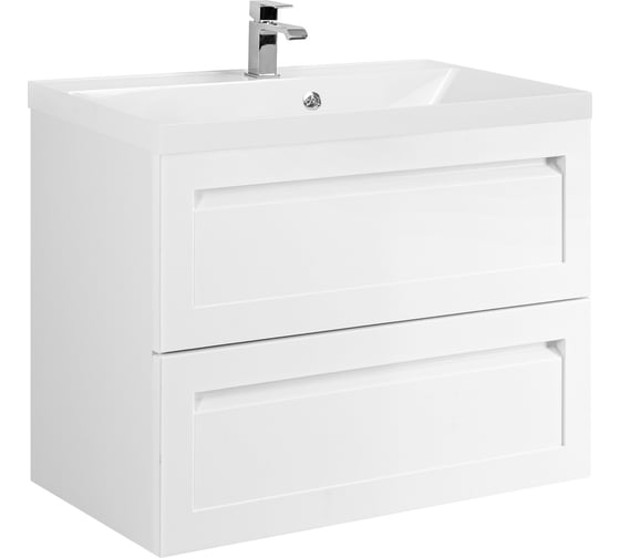 База под раковину подвесная с двумя выкатными ящиками Art&Max PLATINO белый глянец AM-Platino-750-2C-SO-BL