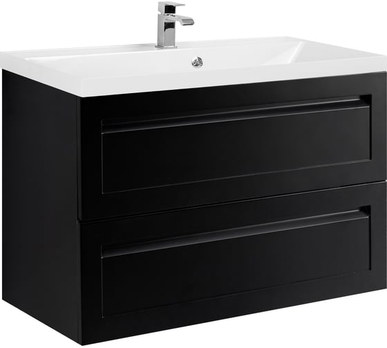 База под раковину подвесная с двумя выкатными ящиками Art&Max PLATINO чёрный матовый AM-Platino-900-2C-SO-NM