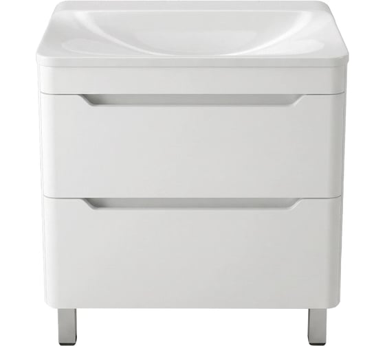 Тумба под раковину для ванной Uperwood Ocean напольная 80 см, белая, 2 ящика TOceanF80w2