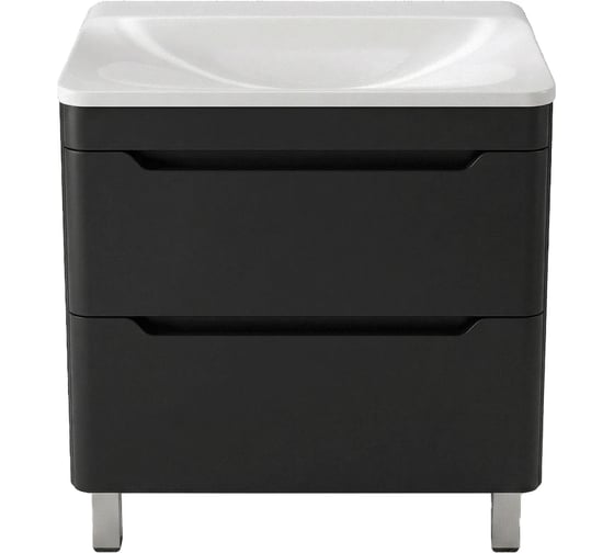 Тумба под раковину для ванной Uperwood Ocean напольная 80 см, черная, 2 ящика TOceanF80b2