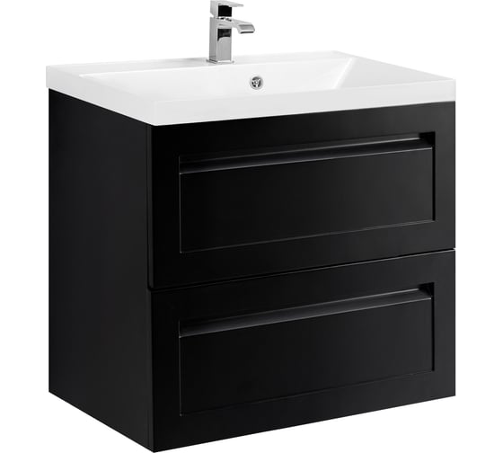 База под раковину подвесная с двумя выкатными ящиками Art&Max PLATINO черный матовый, AM-Platino-580-2C-SO-NM