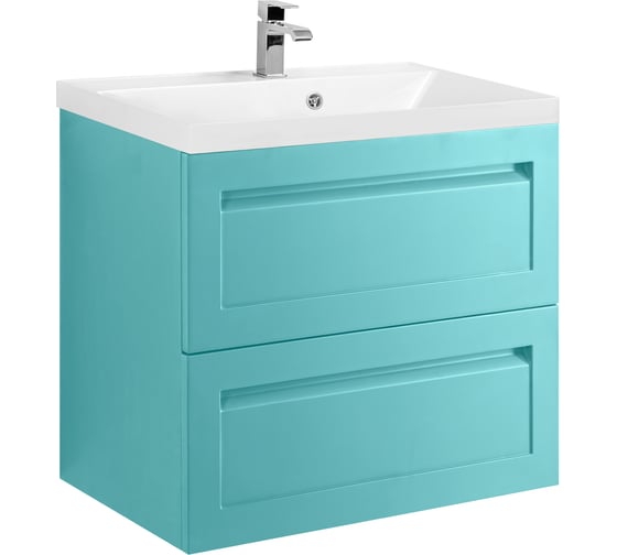 База под раковину Art&Max PLATINO подвесная с двумя выкатными ящиками, светло-зеленый матовый AM-Platino-580-2C-SO-MM