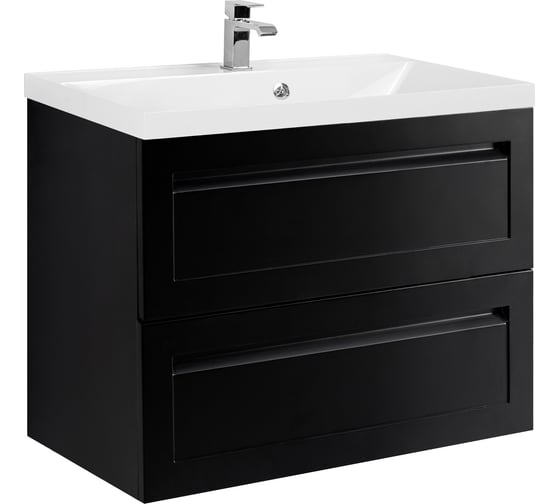 База под раковину Art&Max PLATINO подвесная с двумя выкатными ящиками, черный матовый AM-Platino-750-2C-SO-NM