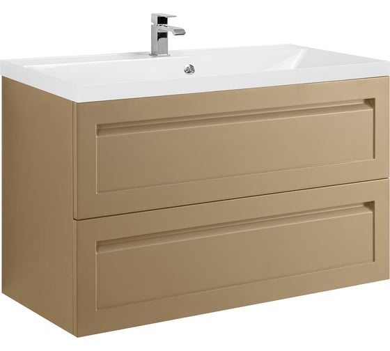 База под раковину Art&Max PLATINO подвесная с двумя выкатными ящиками, Капучино матовый AM-Platino-1000-2C-SO-CM