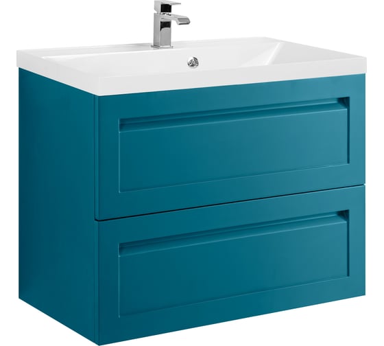 База под раковину подвесная с двумя выкатными ящиками Art&Max PLATINO Бирюзовый матовый AM-Platino-750-2C-SO-TM