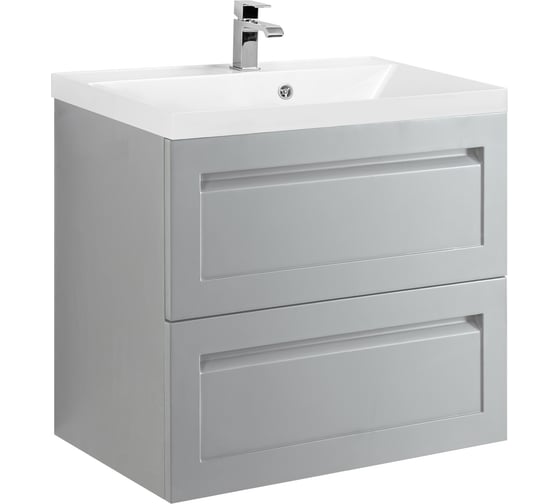 База под раковину подвесная с двумя выкатными ящиками Art&Max PLATINO Светло-серый матовый AM-Platino-580-2C-SO-GCM