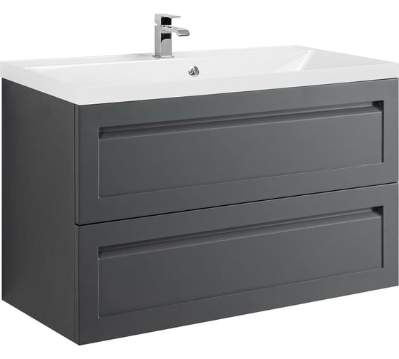 База под раковину подвесная с двумя выкатными ящиками Art&Max PLATINO Серый матовый AM-Platino-1000-2C-SO-GM