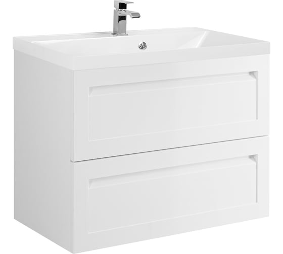 База под раковину подвесная с двумя выкатными ящиками Art&Max PLATINO Белый матовый AM-Platino-750-2C-SO-BM