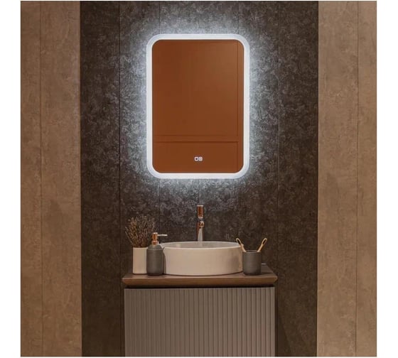 Зеркало Silver Mirrors Stiv - Lite 500х700 - 2 (открытая подсветка, cенсорный выключатель, подогрев) LED-00002838