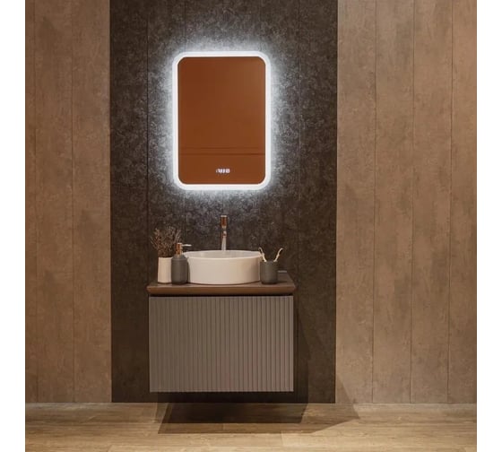 Зеркало Silver Mirrors Stiv - Lite 500х700 - 4(открытая подсветка, cенсорный выключатель, часы) зеркало LED-00002836