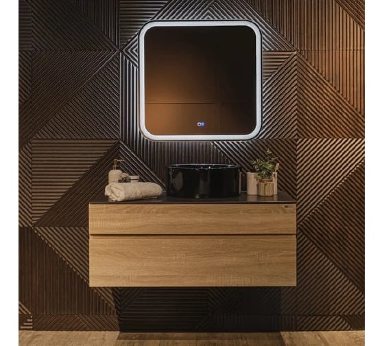 Зеркало Silver Mirrors Stiv - Lite 700х685 - 2 (открытая подсветка, cенсорный выключатель, подогрев) LED-00002683