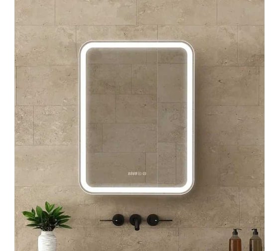 Зеркало-шкаф Silver Mirrors Фиджи-Антрацит 60 - 3.2 правый, часы, ТХ, подогрев, сенсорный выключатель LED-00003043