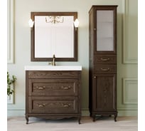 Мебельный гарнитур ValenHouse ЛИОРА-90 зеркало со светом и тумба в сборе, кальяри, ручки бронза FL90_ТКБ