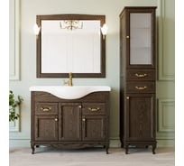 Мебельный гарнитур ValenHouse ЭЛЛИНА-105 зеркало со светом и тумба в сборе, кальяри, ручки золото FE105_ТКЗ