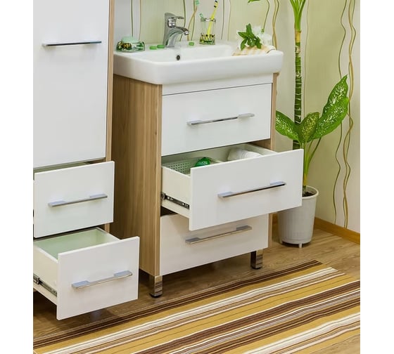 Тумба Sanflor Ларго 60 швейцарский вяз/белый, под раковину Фостер 60 С0002107