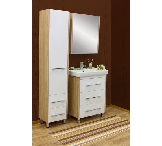 Тумба Sanflor Ларго 60 швейцарский вяз/белый, под раковину Фостер 60 С0002107