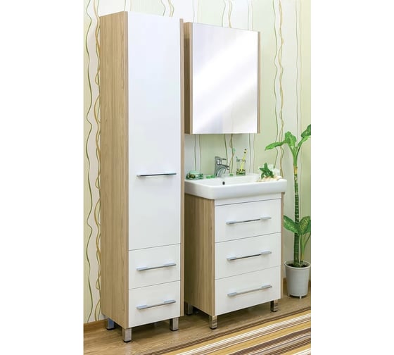 Тумба Sanflor Ларго 60 швейцарский вяз/белый, под раковину Фостер 60 С0002107