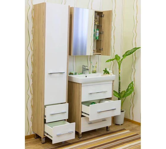 Тумба Sanflor Ларго 70 швейцарский вяз/белый, под раковину Фостер 70 С0002108