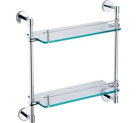 Стеклянная полка VERAGIO LARGENTA двойная, с ограничителями, 35 см, хром VR.LGT-1912.CR