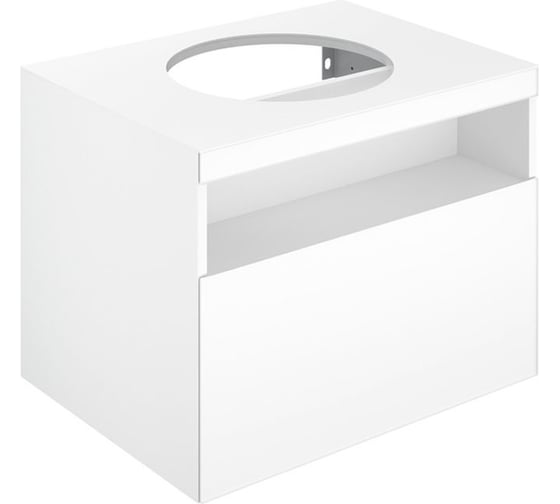 Тумба под умывальник KEUCO STAGELINE, 1 ящик, без подсветки, со столешницей, 650x550x490 мм, к./ф.: белый (ламинир. матовый)/белый глянцевый (стекло) 32853300000