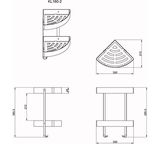Угловая двухэтажная полка Azario AZ-160-2 00075545