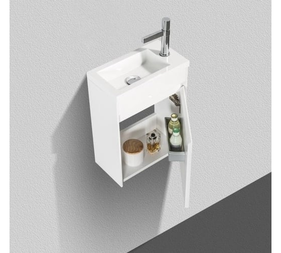 Подвесная база под раковину BelBagno PIETRA MINI Bianco Lucido правая PIETRA MINI-400-1A-SO-BL-R